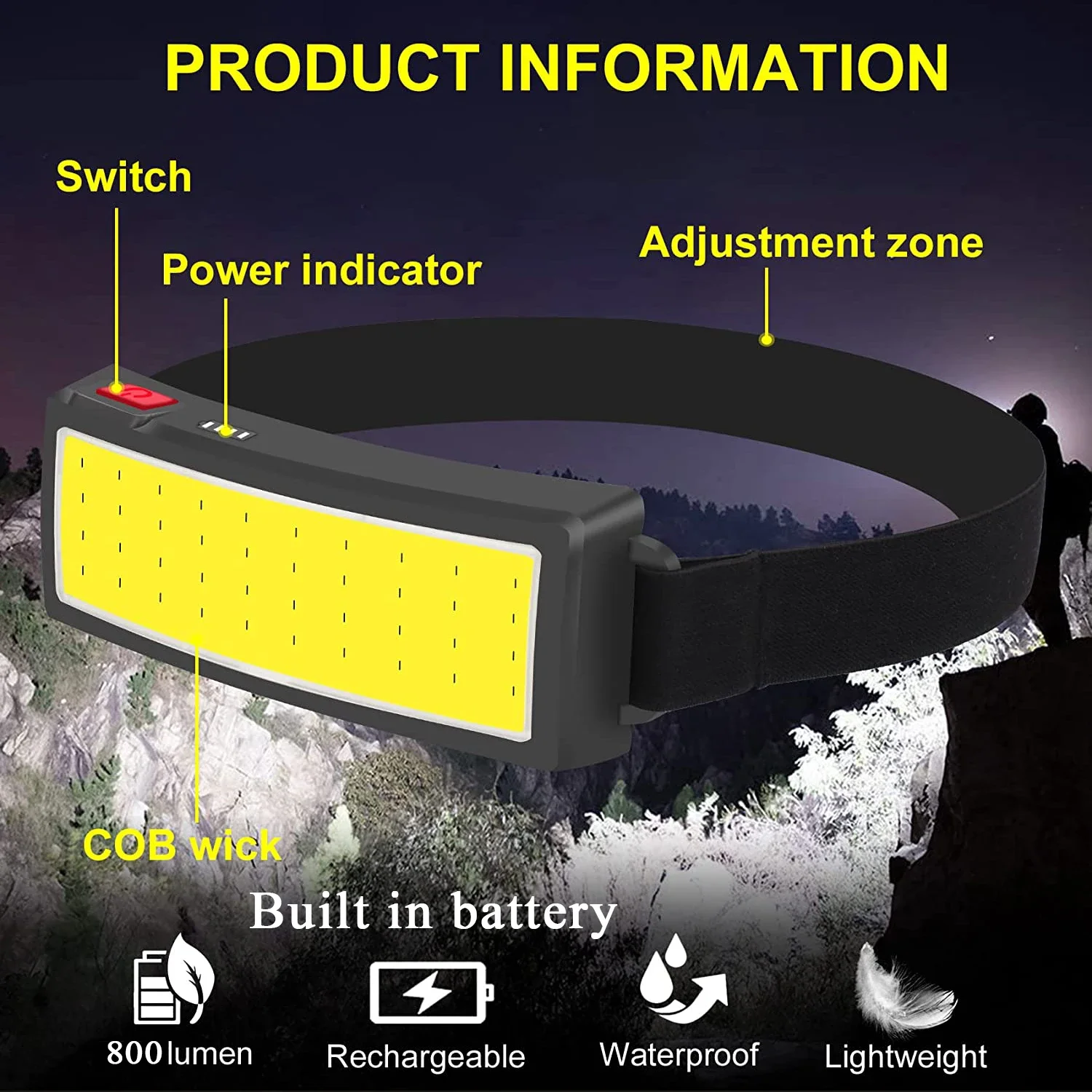 COB Portable LED Headlights Ou - Fish Finder Battery ulasan dan harga