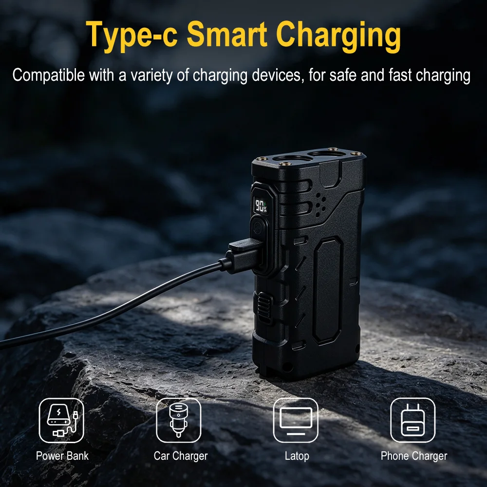 BORUIiT Hand Crank EDC LED Fla - Fishing Light ulasan dan harga